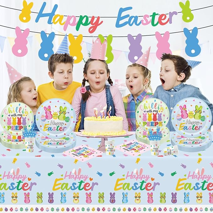 124pcs Easter Party Decorations Set Include Happy Easter Banner