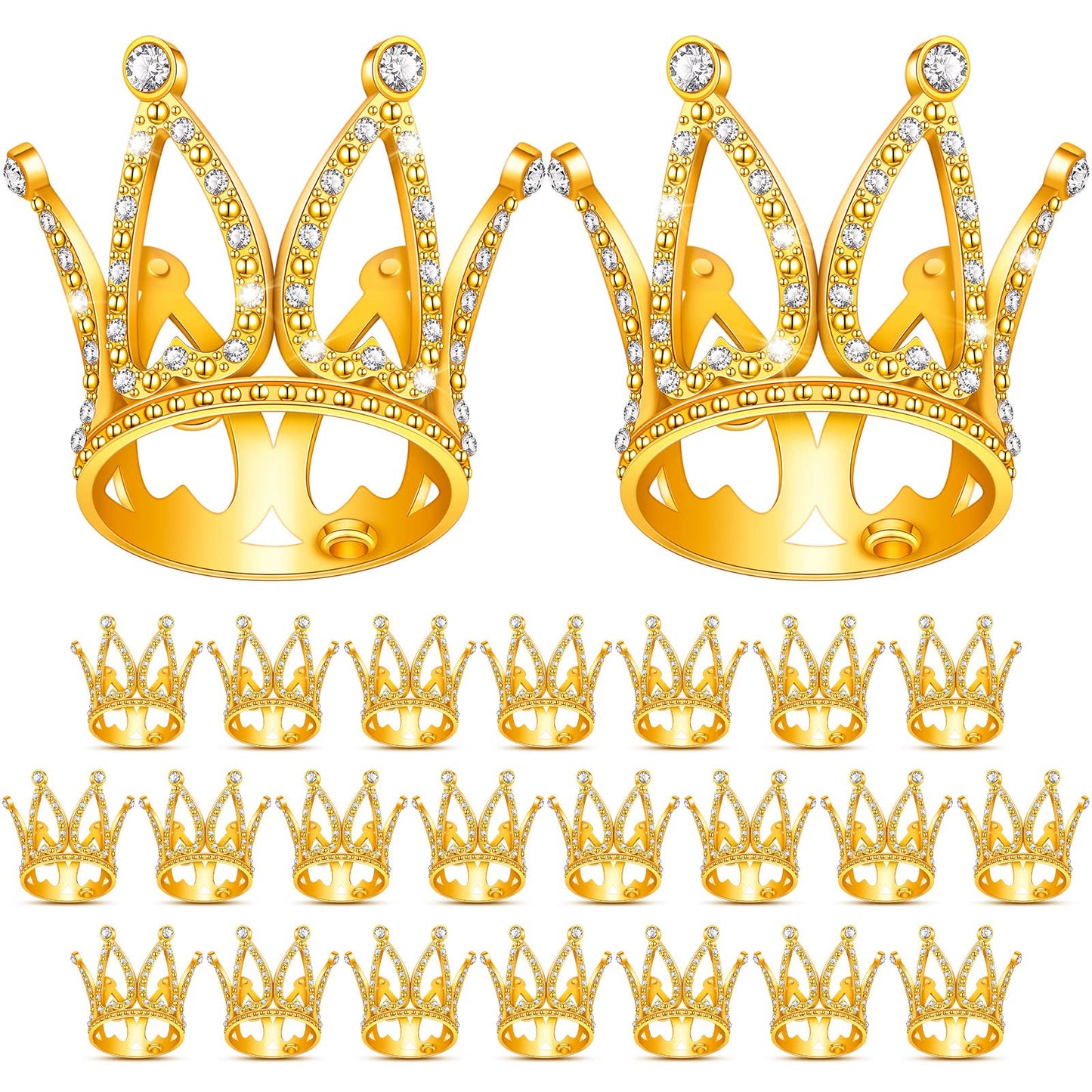 24 Pcs Crown Cake Topper Mini Baby Crown Tiny Queen Small Alloy Gold