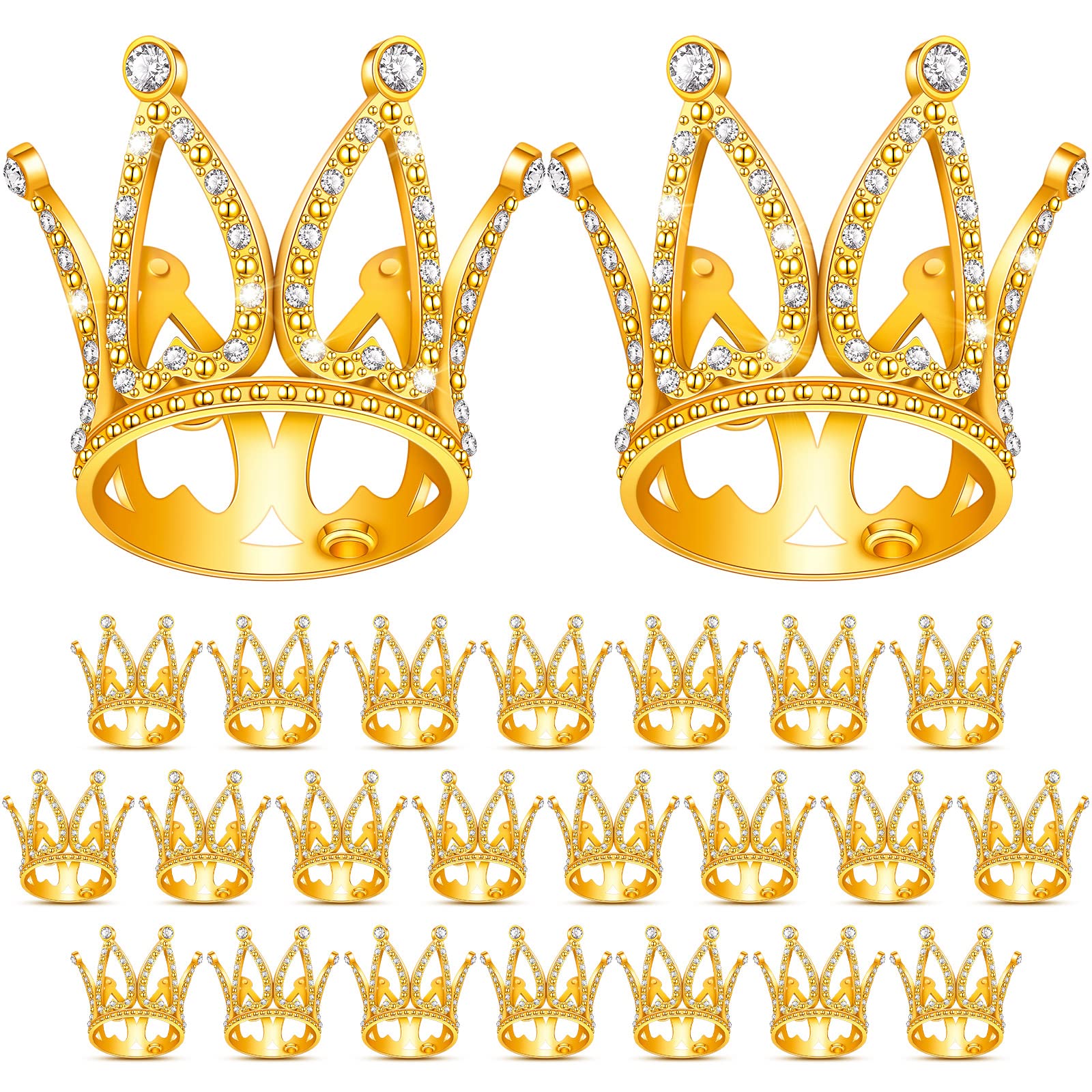 24 Pcs Crown Cake Topper Mini Baby Crown Tiny Queen Small Alloy Gold
