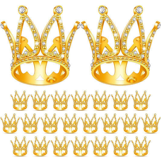 24 Pcs Crown Cake Topper Mini Baby Crown Tiny Queen Small Alloy Gold