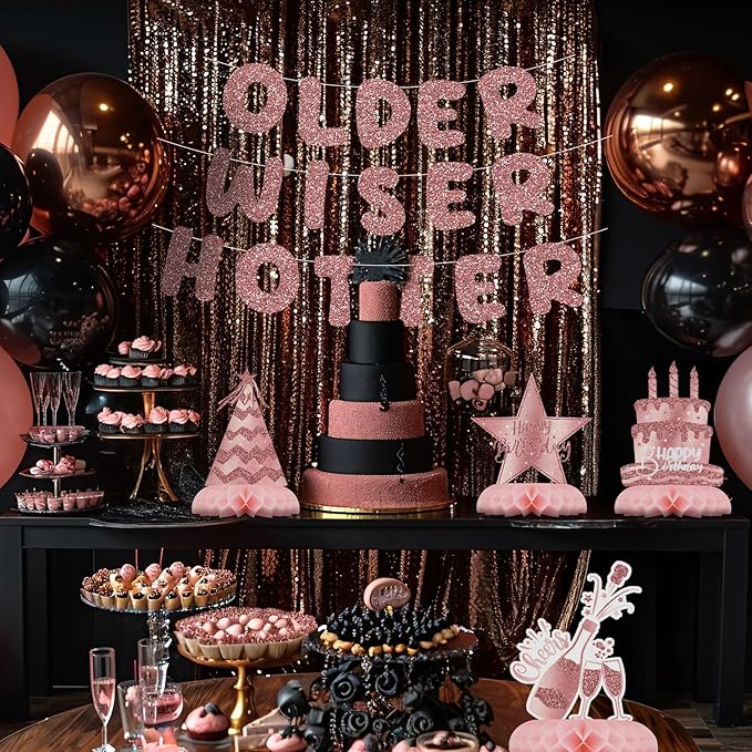 Pink Rose Gold Party Decorations 12Pcs Pink Rose Gold Honeycomb