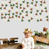Jungle Party Decoration Sage Green Brown Beige Felt Hanging Triangle