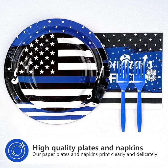 96Pcs Police Retirement Party decorations Congrats Officer Plates