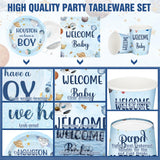 Hushee 200 Pcs Outer Space Baby Shower Paper Plates Napkins Cups Baby