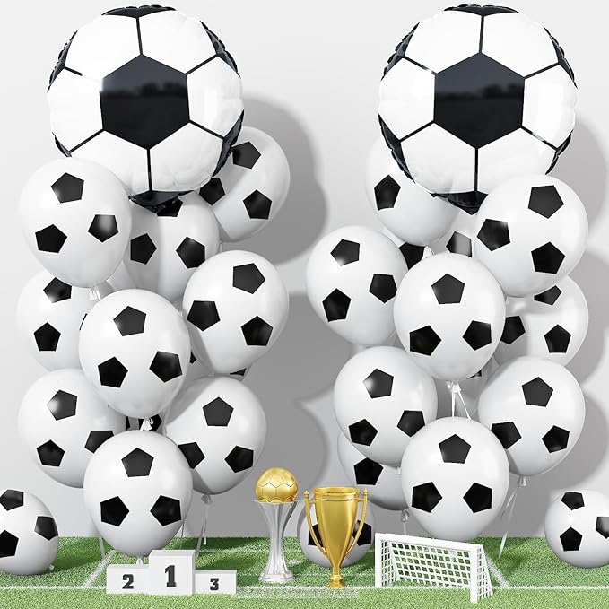 HILAVO Soccer Balloons 18 Inch Black and White Soccer Ball Foil