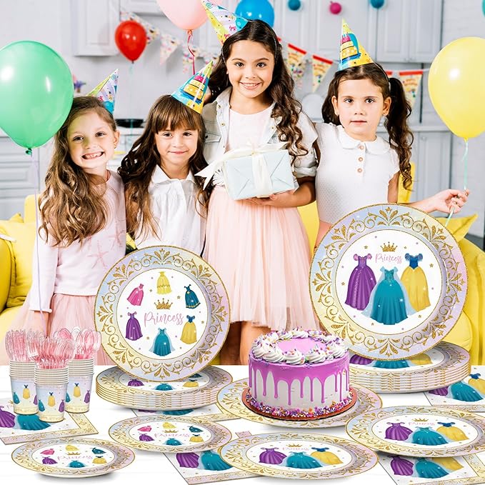 168pcs Princess Birthday Party Decorations Princess Plates Napkins