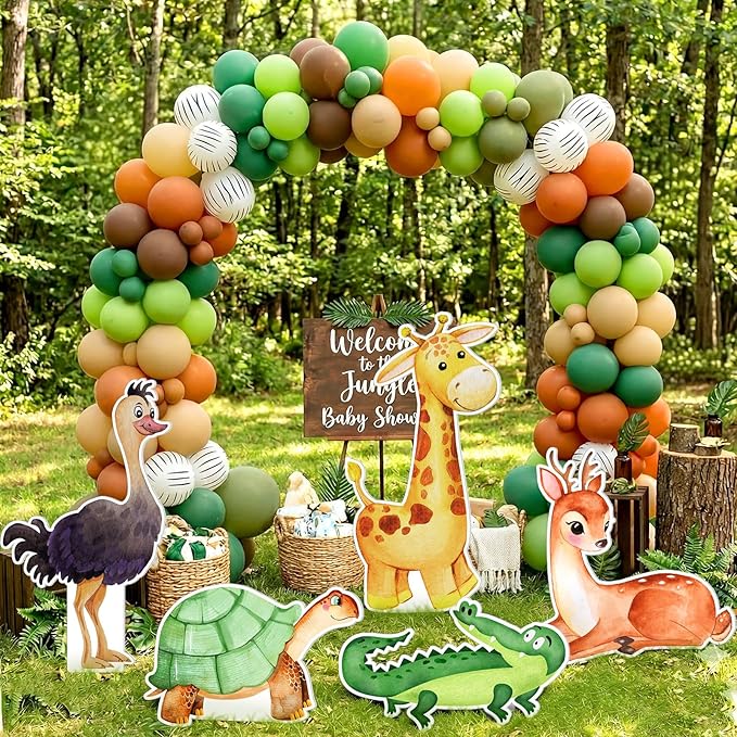 5 Pcs Large Jungle Safari Animal Cardboard Cutouts 16.5 to 26.4 inch