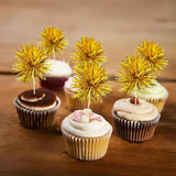 Gyufise 30Pcs Foil Firework Cupcake Toppers Sparkle Tinsel Cake #20