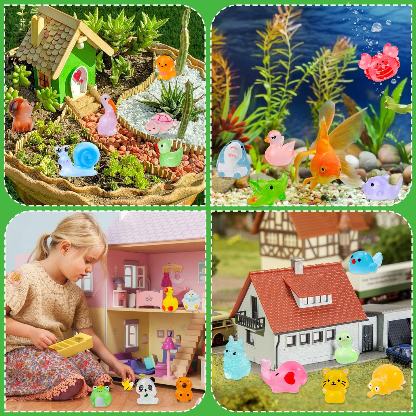 80 Pcs Luminous Mini Resin Animals 80 Styles Tiny Little Glow in The