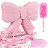 Pink Bow Pinata with Stick and Blindfold, Large Coquette Aesthetic