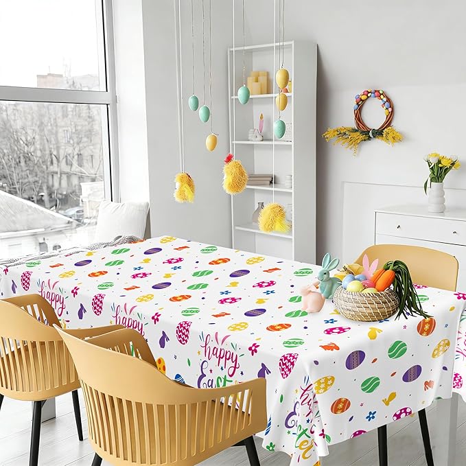4 Pack Disposable Easter Tablecloth, 54 x 108 Inch Rectangular Easter