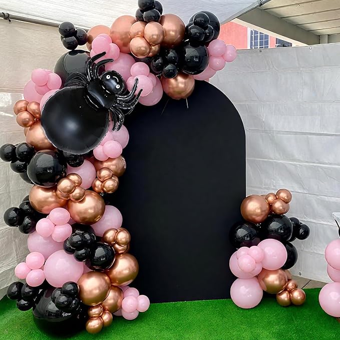 Halloween Balloon Arch Garland Kit Black Pink Rose Gold Spider Foil