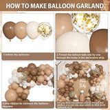 Ouddy Life 157 Pcs Brown Balloons Garland Arch Kit, Beige Nude