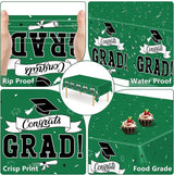 QZYL 2 PCS Graduation Tablecloth, 108" X 54" Green Graduation Table