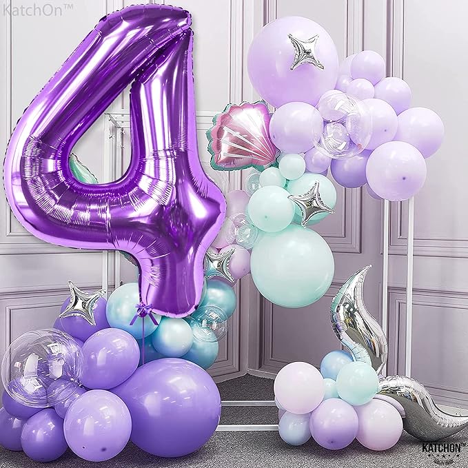 KatchOn, Giant Purple 4 Balloon Number - 40 Inch | Purple Number 4