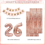 Women's Rose Gold Party Decorations Happy Birthday Banner Tassel