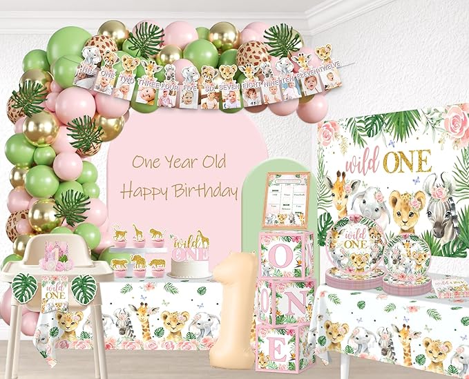 Cocomigo 184pcs Wild One Birthday Decorations Girl Wild One Party