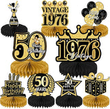 50th Birthday Decorations for Men - 9Pcs Black Gold 50th Birthday