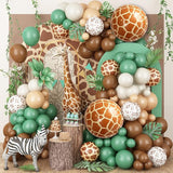 Jungle Safari Balloon Garland Arch Kit 118pcs Sage Green Brown
