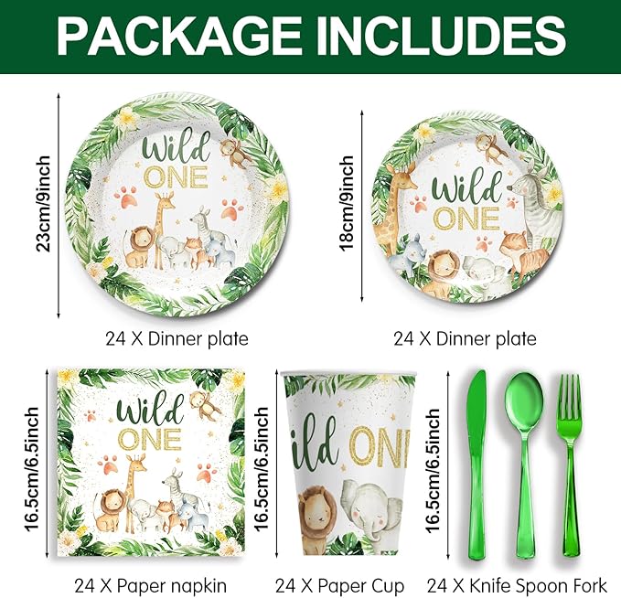 Wild One Birthday Party Supplies Tableware Set Safari Birthday