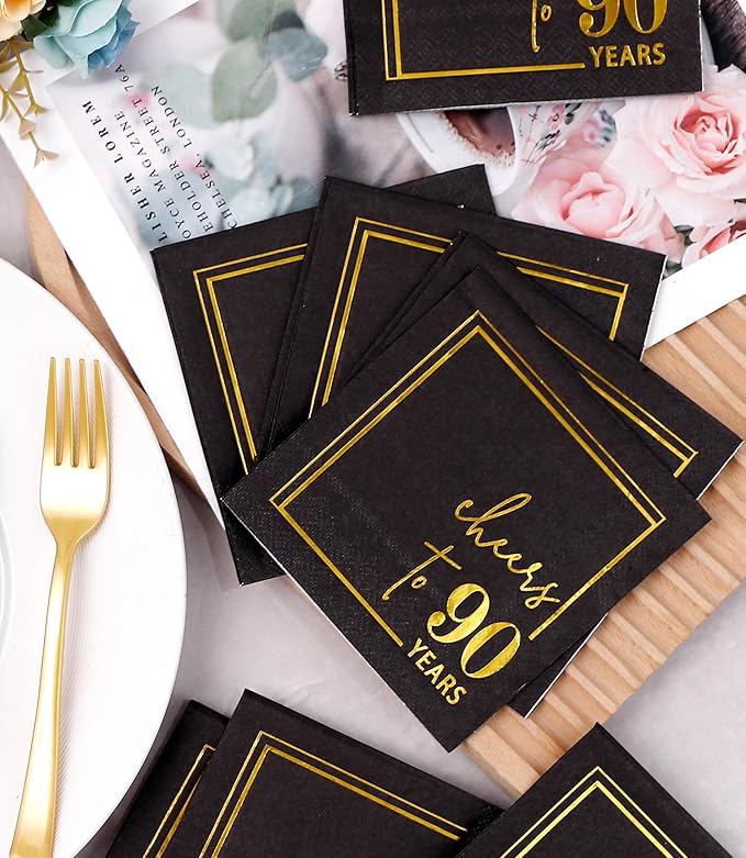 Cheers to Years Cocktail Napkins - 50 PK - 3-Ply Birthday Napkins 5x5