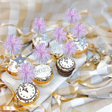 Gyufise 30Pcs Foil Firework Cupcake Toppers Sparkle Tinsel Cake #3