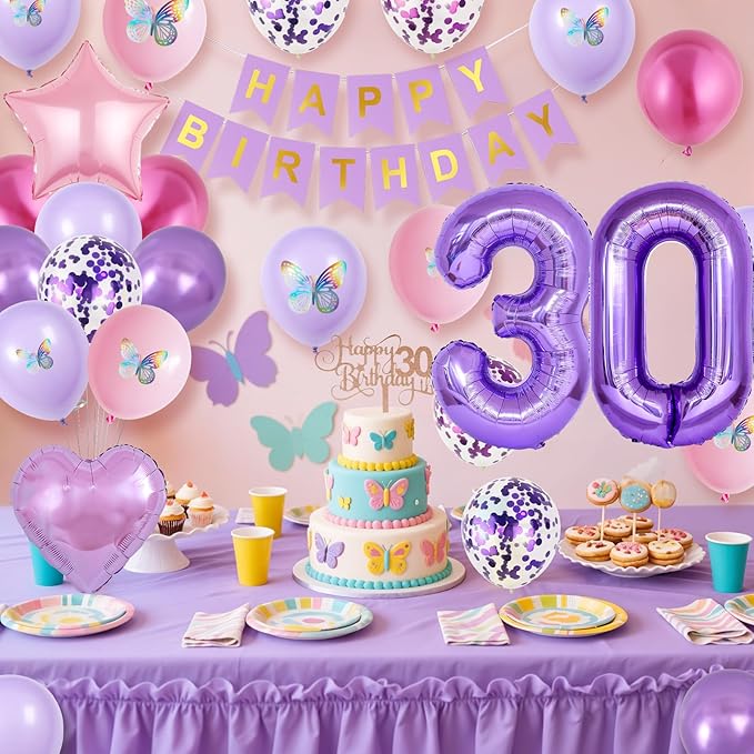 30th Birthday Decorations for Her,Pink Purple 30th Birthday