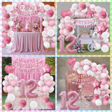 12th Birthday Decorations for Girls Pink Number 12 Balloon Bow