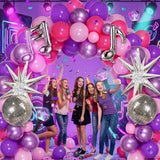 Sumind 144 Pcs K pop Party Decorations with Pink Purple Metallic Music