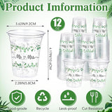 60 Pack Mr and Mrs Wedding Cups 12 oz Sage Green Eucalyptus