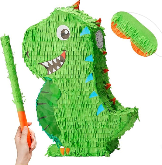 Dinosaur Pinata with Plastic Bat and Paper Blindfold 15.5H X 10.5W X