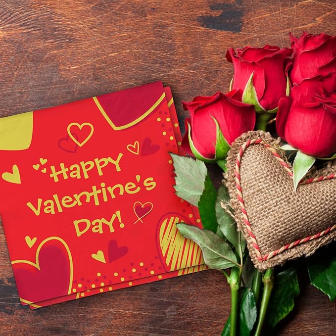 Valentine's Day Party Supplies Red Heart Love Disposable Paper