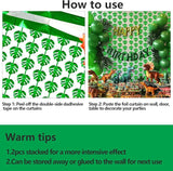 2 Packs Jungle Leaf Foil Fringe Curtain, Green Glitter Tropical Palm