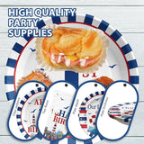 96Pcs Nautical Anchor Party Supplies Navy Anchor 1st Birthday Plates
