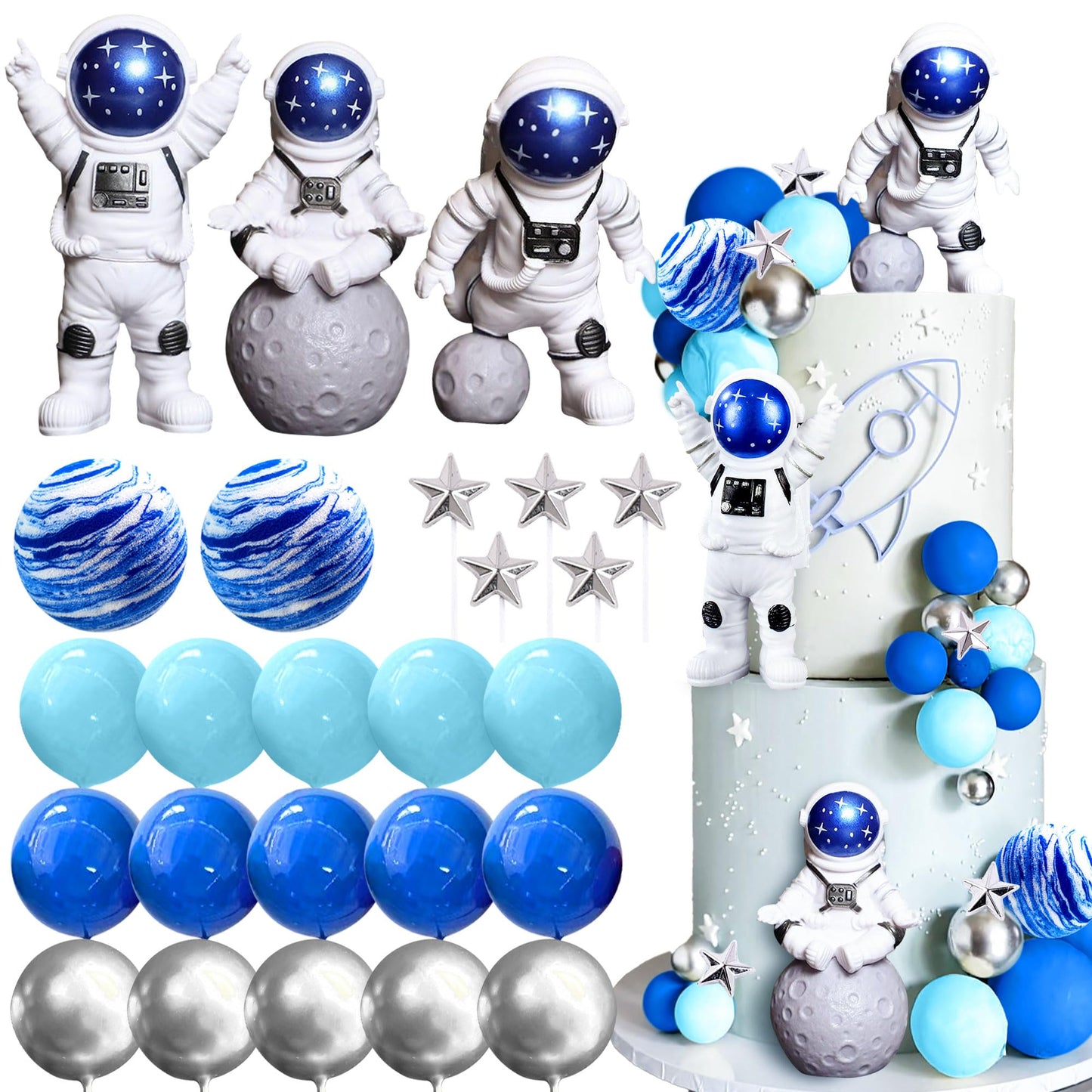 Space Cake Toppers Outer Space Astronaut Rocket Stars Cake