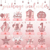 Pink 1st Birthday Table Centerpieces for Baby Girls Rose Gold
