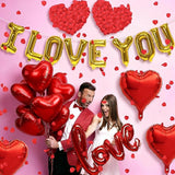I Love You Balloons Valentines Day Decorations Red Heart Love Foil