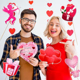 Happy Valentine's Day Photo Booth Props with Photo Frame Red and