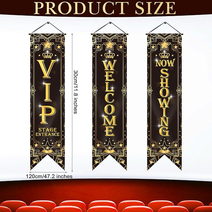 Movie Night Porch Sign Banner Movie Theme Party Decorations Theater