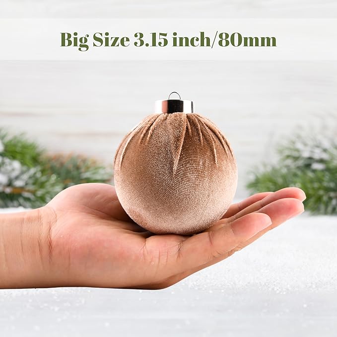 Velvet Ornaments for Christmas Tree Decorations - Brown Xmas Ball