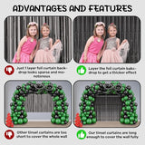 Voircoloria 2 Pack Black Foil Fringe Backdrop Curtains, Tinsel