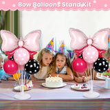 Pink Mouse Party Balloons Stand Kit 2 Sets with 2 Bow Foil Balloons