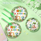 96 Pcs Oneasaurus Birthday Decorations for Boy Dinosaur 1st Birthday