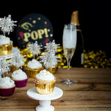 Gyufise 30Pcs Foil Firework Cupcake Toppers Sparkle Tinsel Star Cake