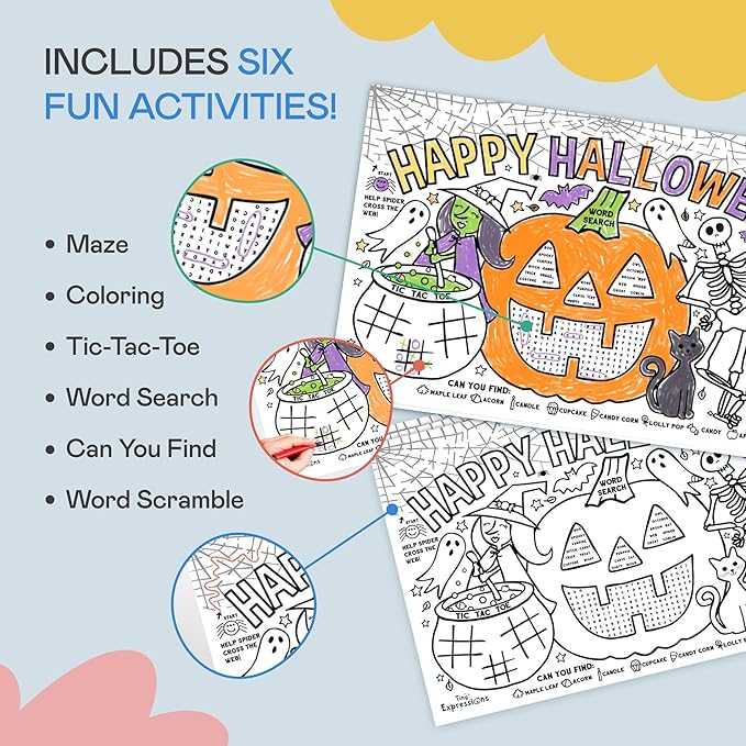 Tiny Expressions Halloween Placemats (Pack of 12 Pumpkin Placemats) |