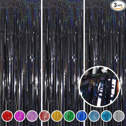 Graduation Decorations 2026 Foil Fringe Curtains- Melsan 3 Pack 3.2 x