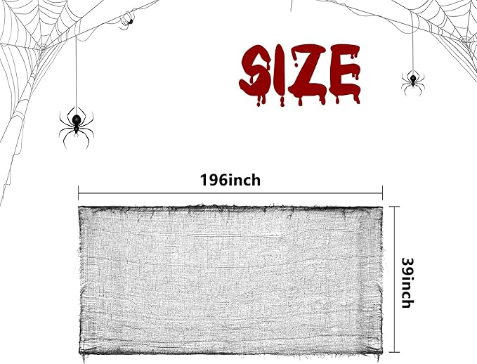 196 x 39 Inch Halloween Spooky Cloth Large Black Scary Creepy Gauze