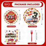96Pcs Fire Truck 3rd Birthday Decorations Firefighter 3rd Birthday