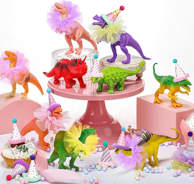 27 Pcs Colorful Dinosaur Cake Topper Animals Figures Birthday Party