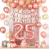 25th Happy Birthday Party Decorations Rose Gold Birthday Decorations